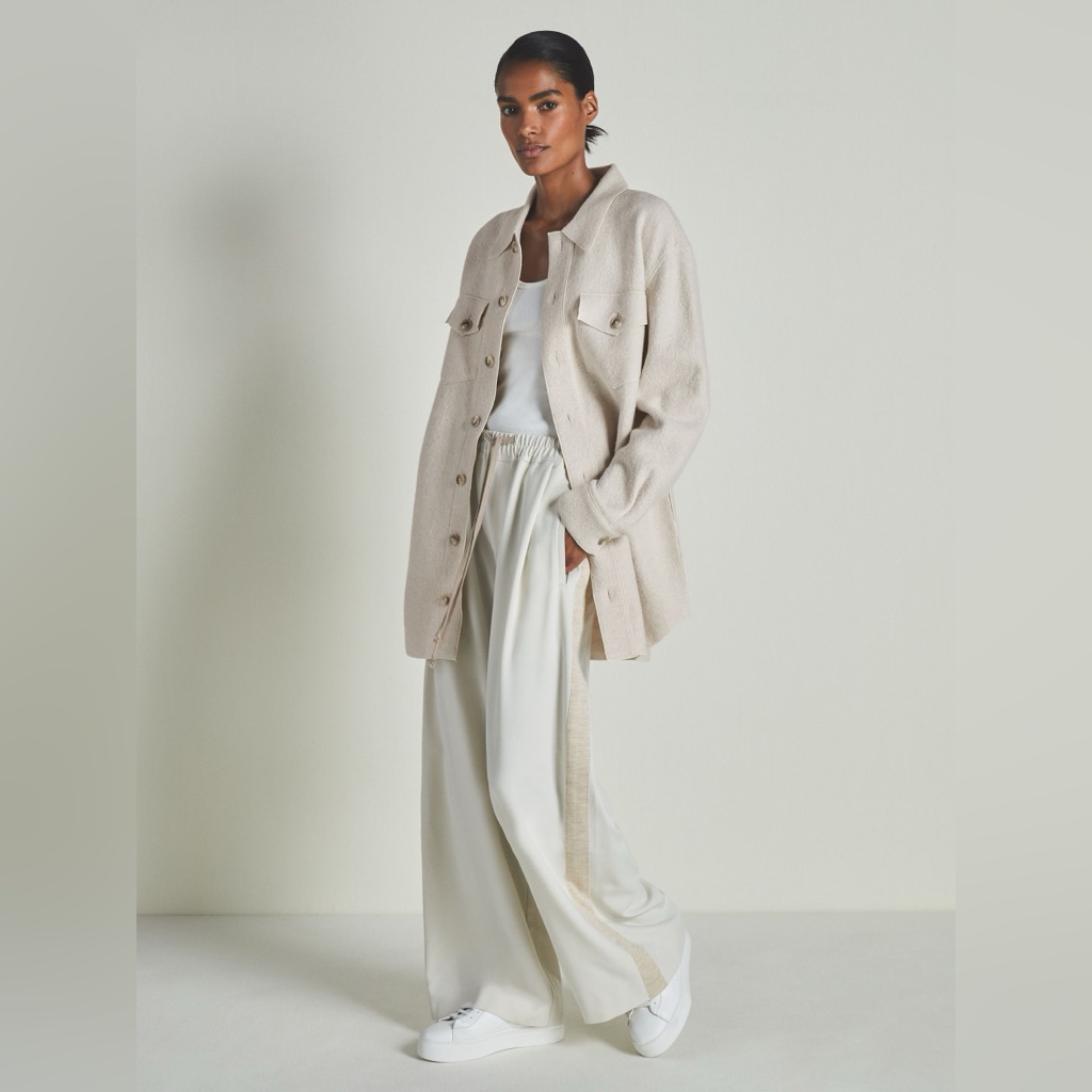 Nwt Reiss X Les 100 Ciels Boiled Wool Boucl Overshirt In Cream